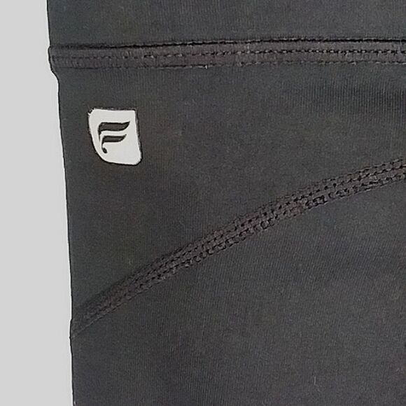 Fabletics Athletic Yoga Cropped Leggings hidden pocket abstract multicolor hems - Picture 3 of 8